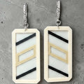 RISITEC - Timeless By Design geometrische Ohrringe in Creme, Schwarz und Beige mit Zirkonia-Creolen aus Feinsilber