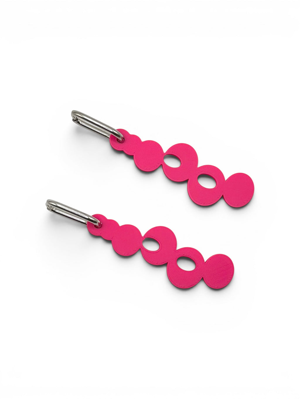 RISITEC - Timeless By Design Bubble Line Ohrringe in Pink mit langen, verbundenen Kreiselementen und ovalen Edelstahl-Creolen